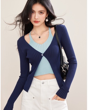 Unique slim sweater pit stripe tops for women