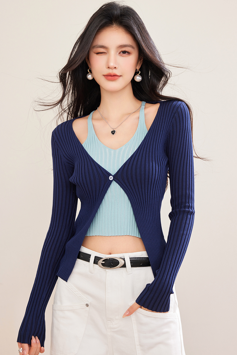 Unique slim sweater pit stripe tops for women
