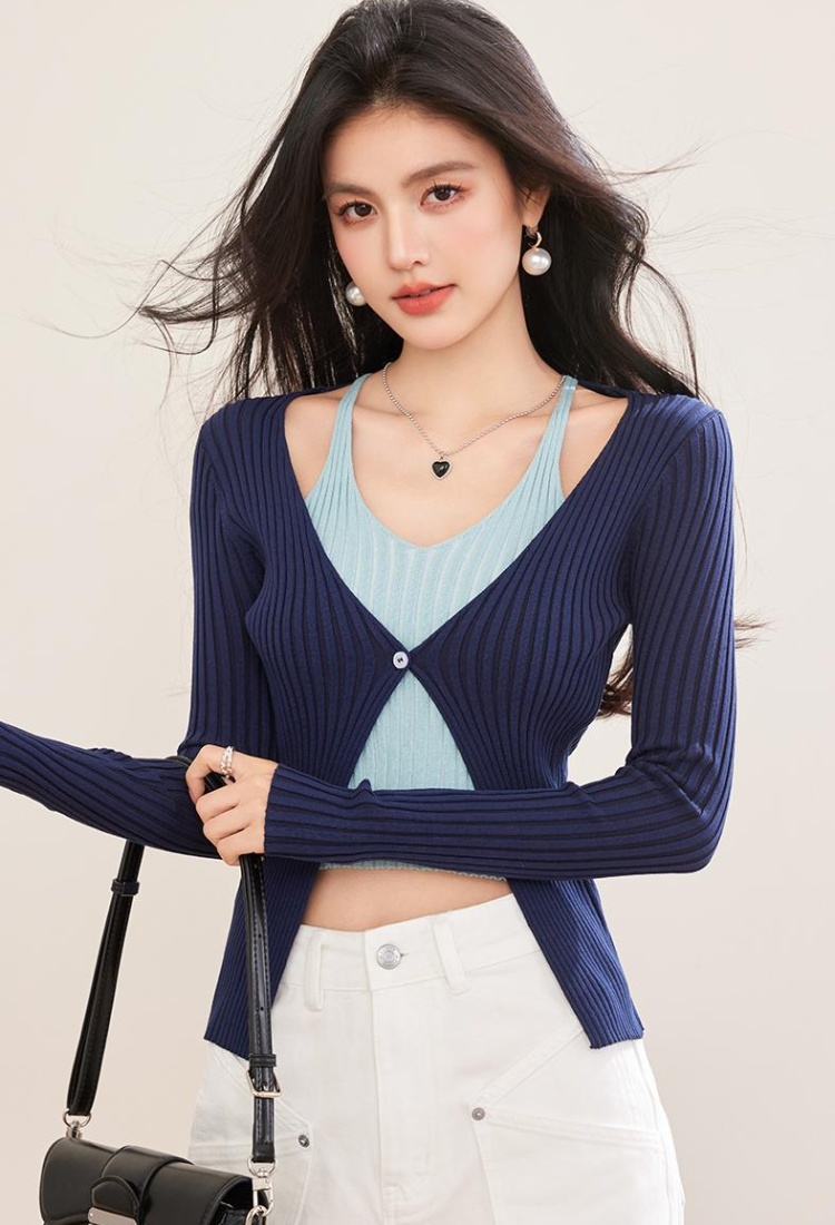 Unique slim sweater pit stripe tops for women