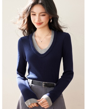 Multicolor sweater bottoming shirt for women