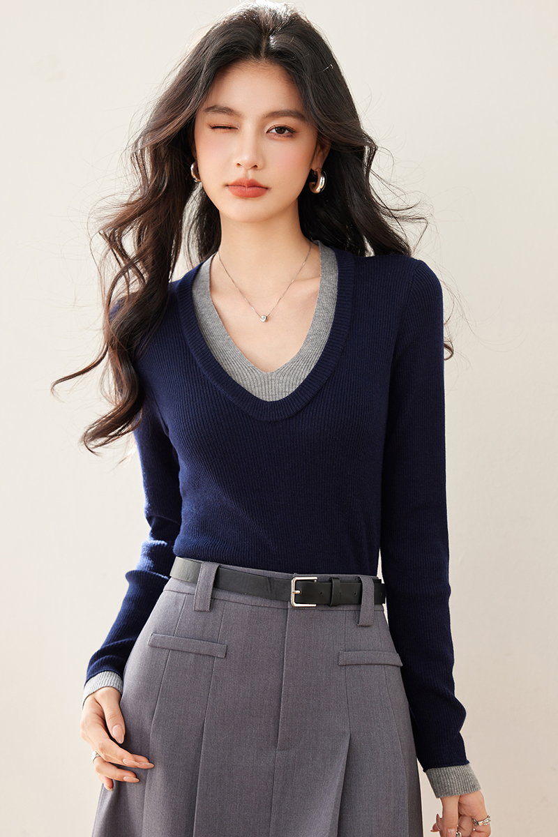Multicolor sweater bottoming shirt for women