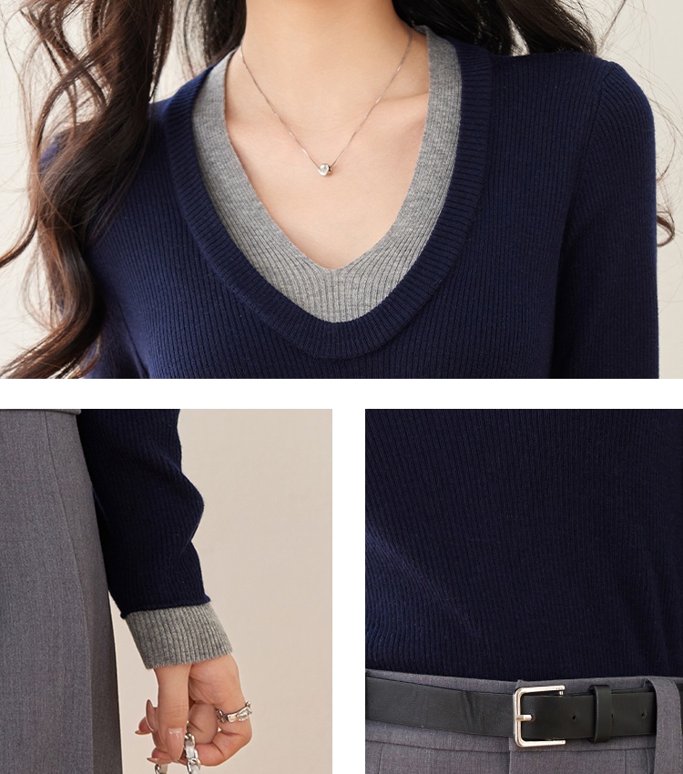 Multicolor sweater bottoming shirt for women