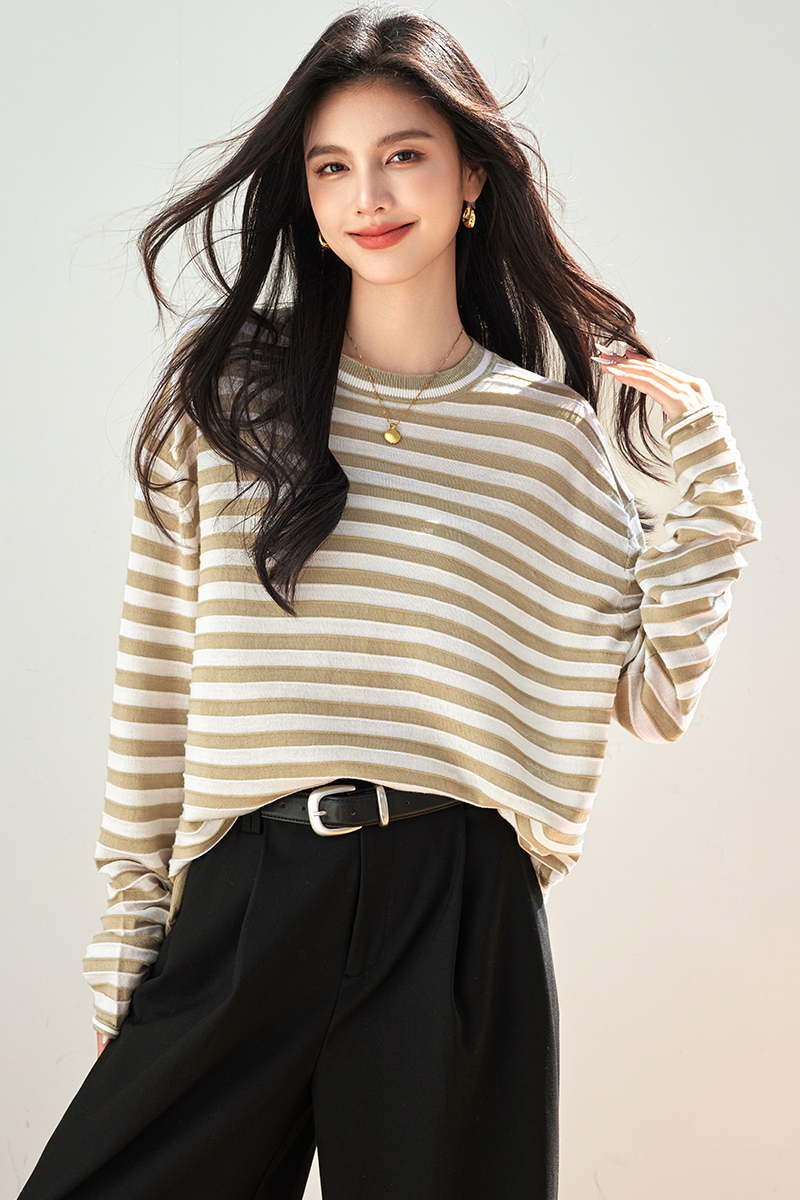 Stripe long sleeve show young autumn sweater