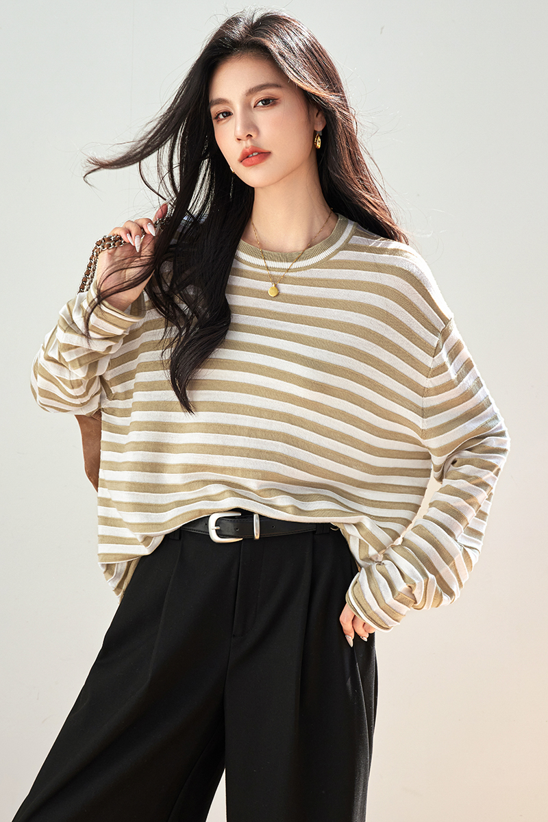 Stripe long sleeve show young autumn sweater
