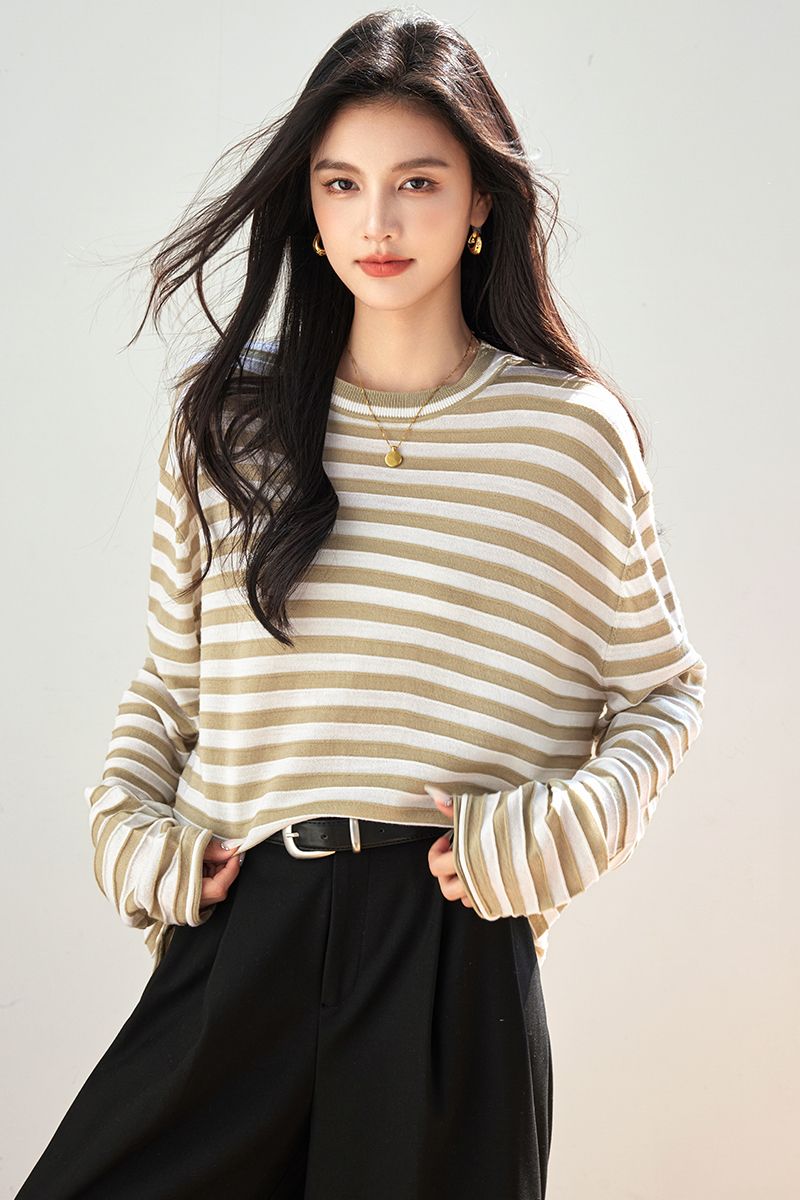 Stripe long sleeve show young autumn sweater