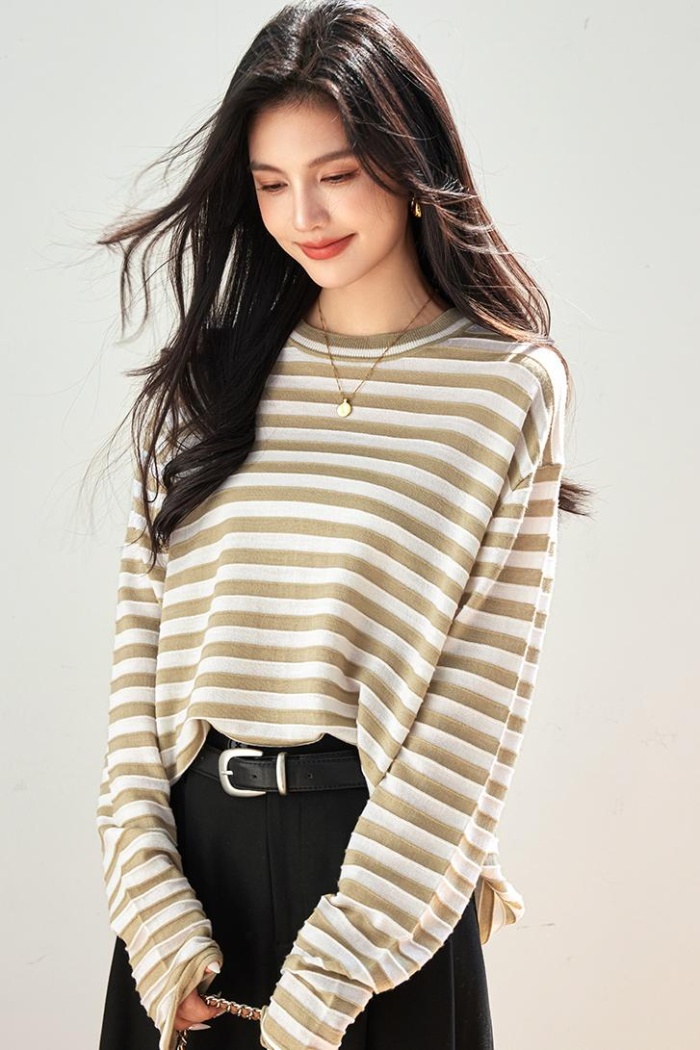Stripe long sleeve show young autumn sweater