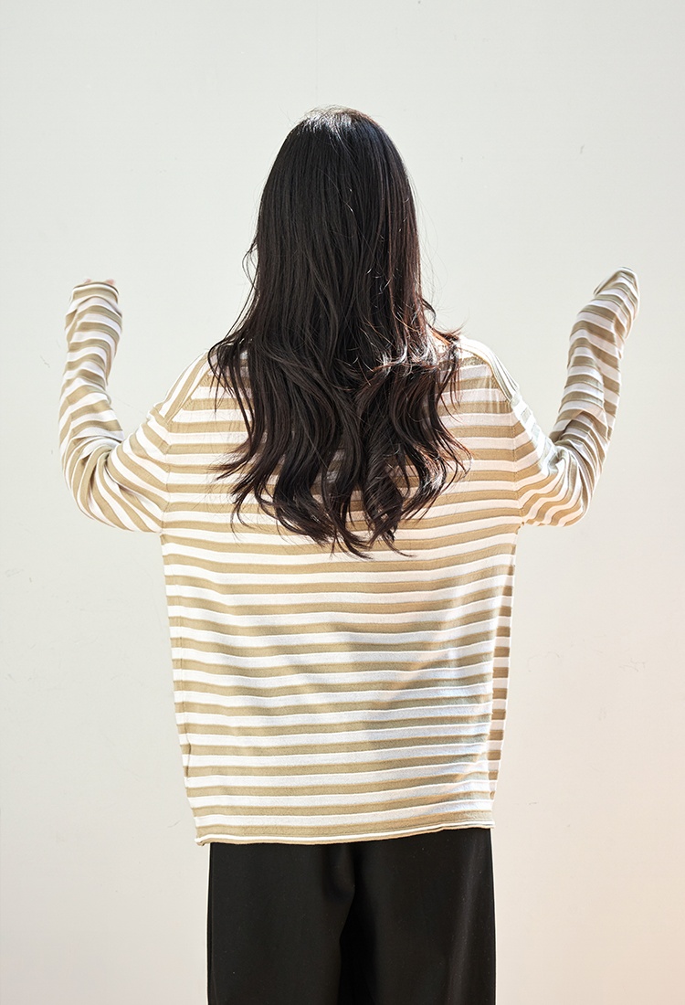 Stripe long sleeve show young autumn sweater