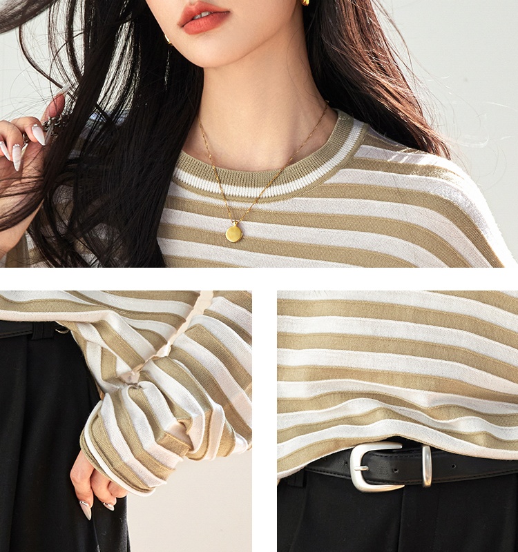 Stripe long sleeve show young autumn sweater