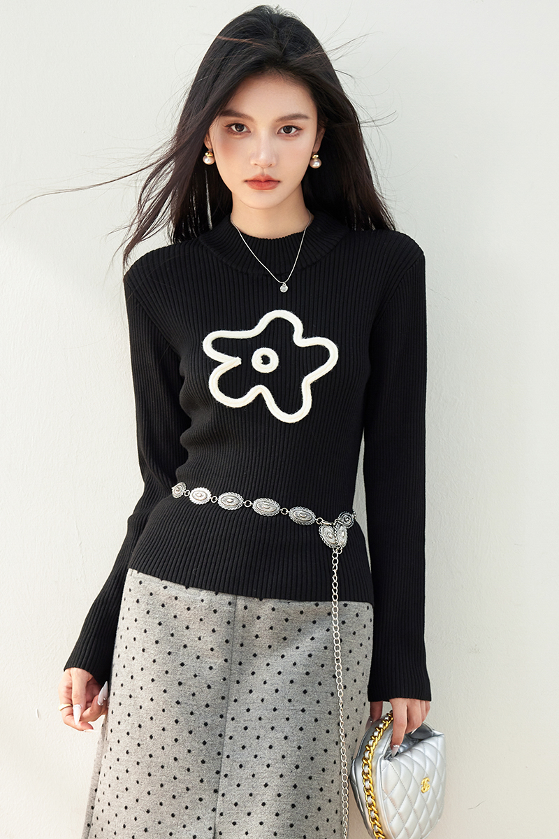 Bottoming Korean style slim long sleeve irregular sweater