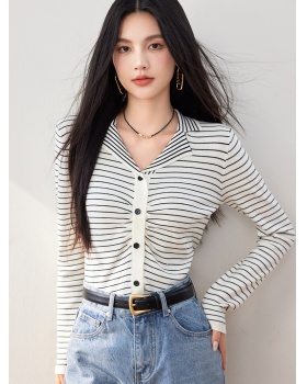 Stripe long sleeve tops autumn sweater