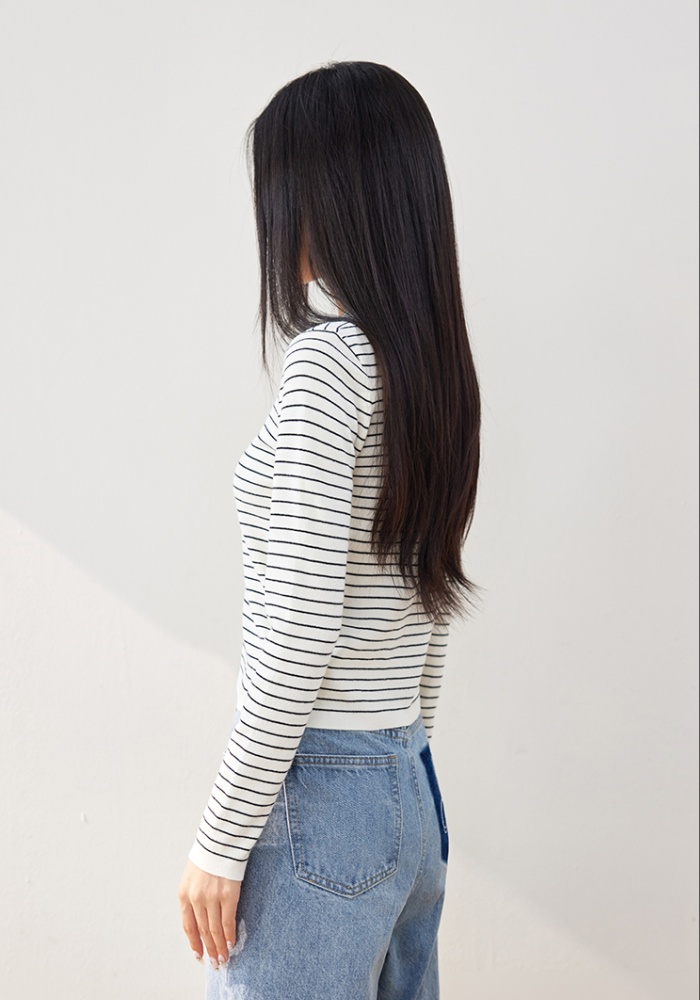 Stripe long sleeve tops autumn sweater