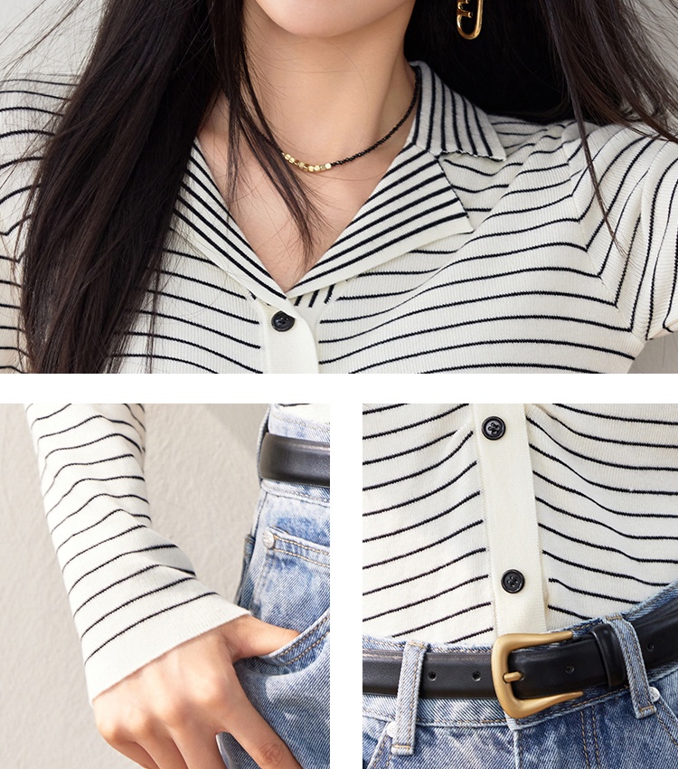 Stripe long sleeve tops autumn sweater