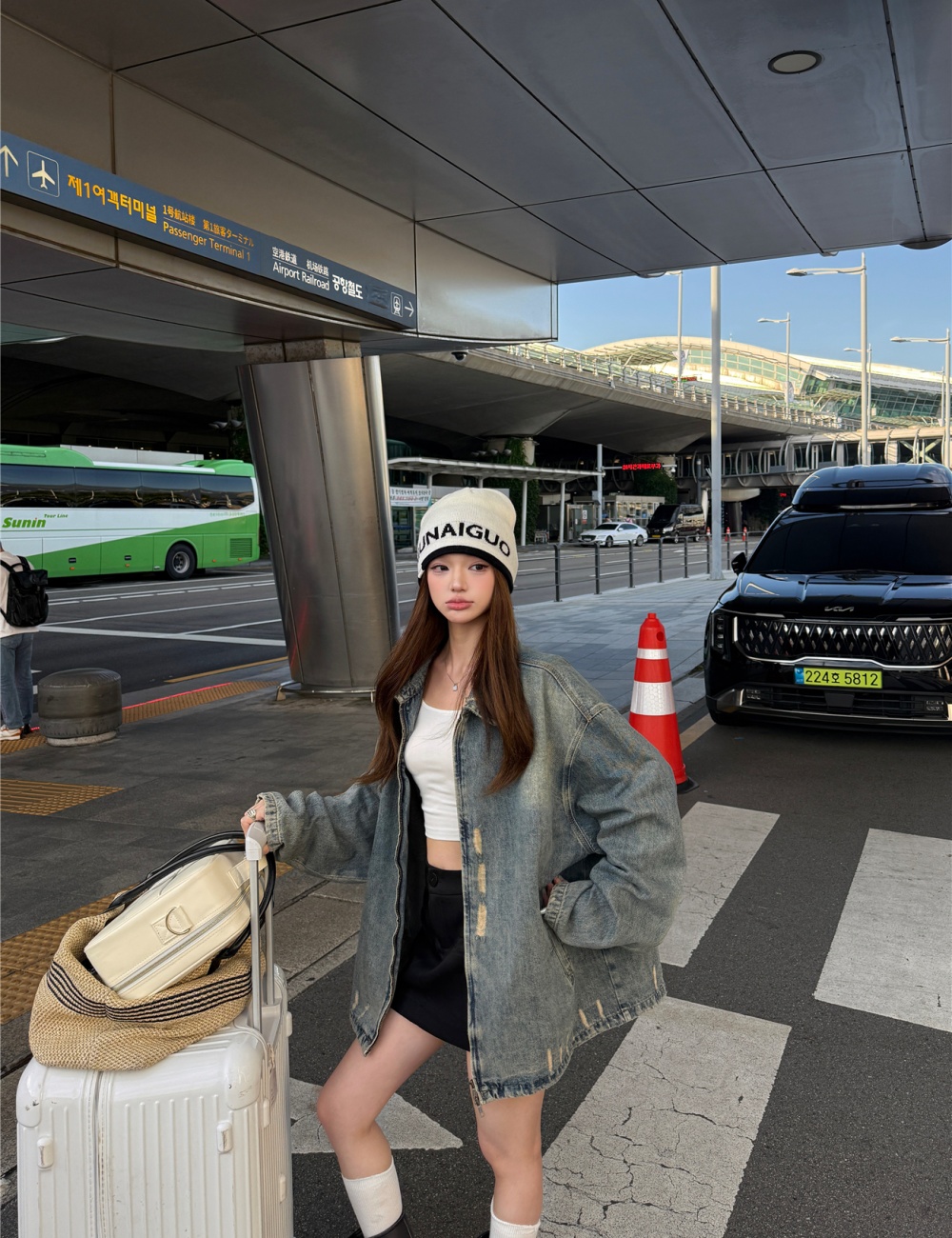 American style loose retro tops denim worn jacket