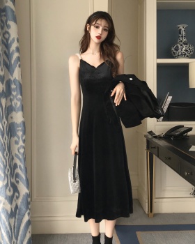 Temperament fashion V-neck bottoming sling sexy long dress