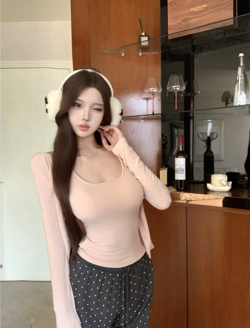 Enticement pink Western style cardigan 2pcs set