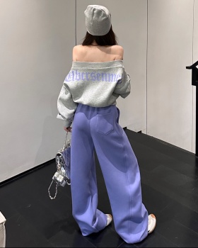 Printing flat shoulder sweatpants loose hoodie 2pcs set