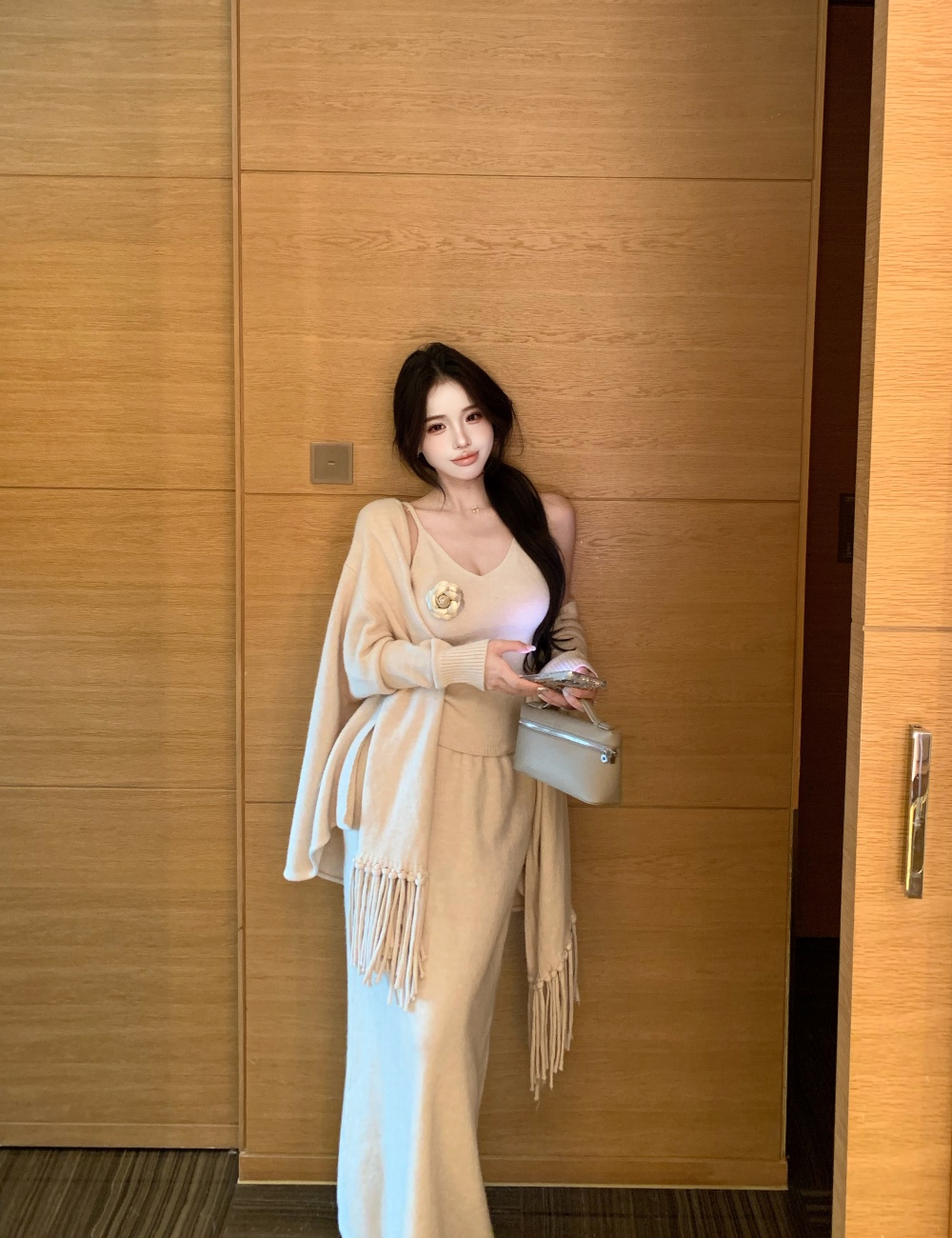 Loose ladies vest fashion tassels shawl 3pcs set for women