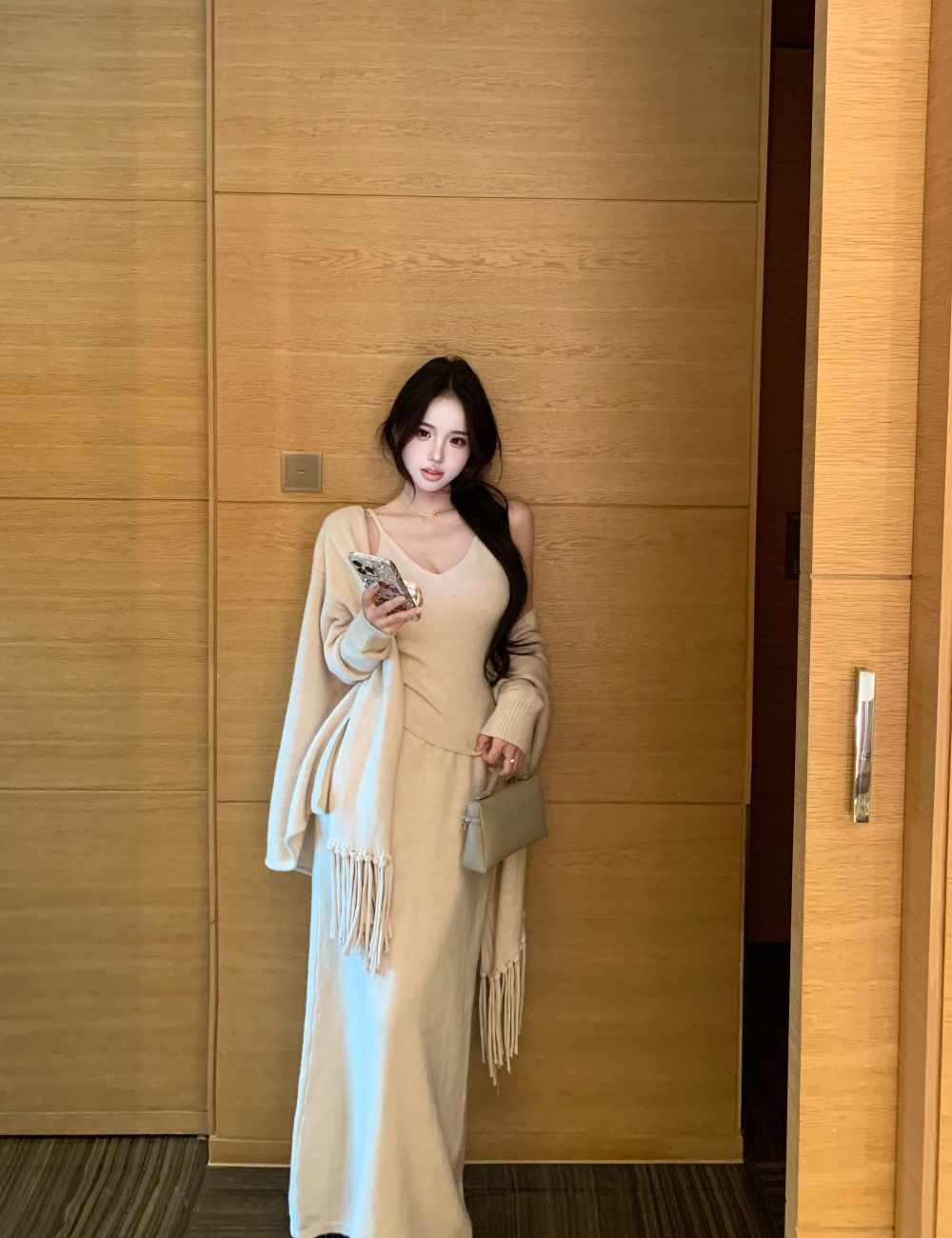 Loose ladies vest fashion tassels shawl 3pcs set for women