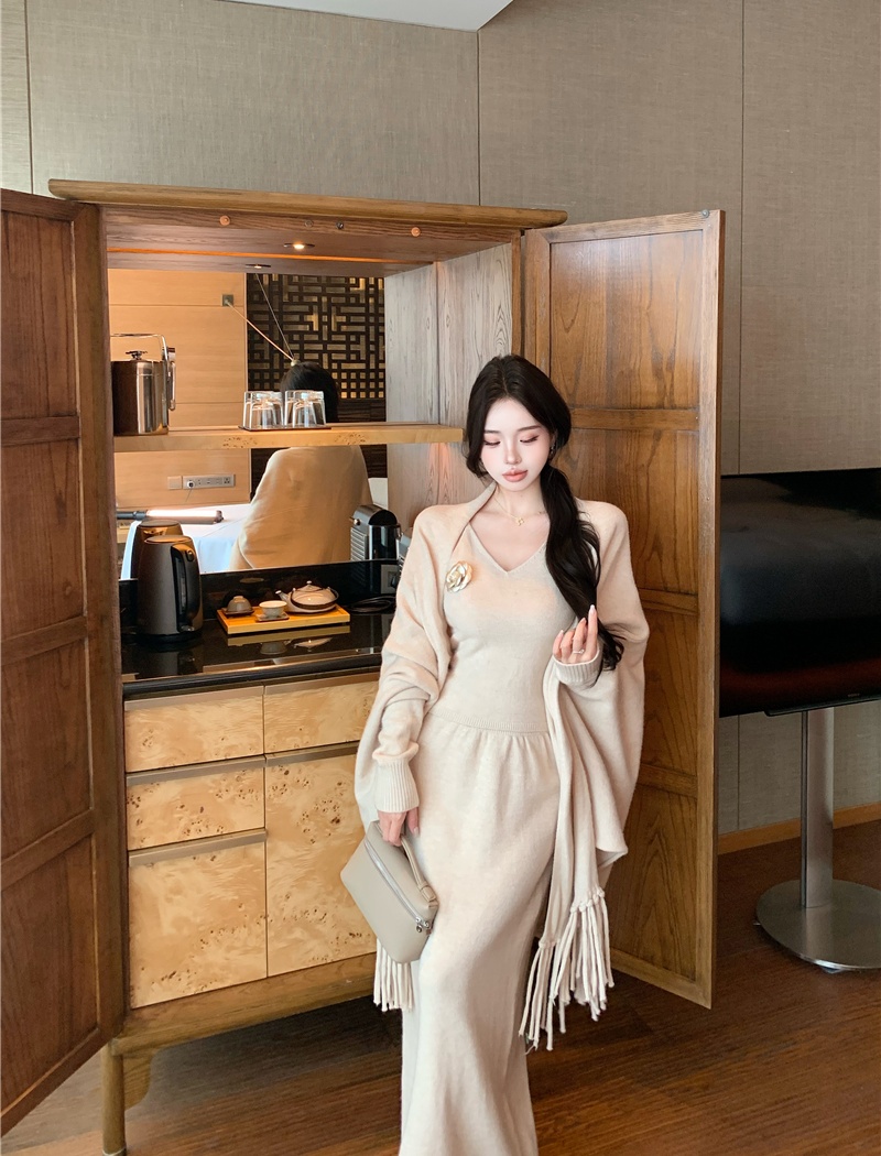 Loose ladies vest fashion tassels shawl 3pcs set for women