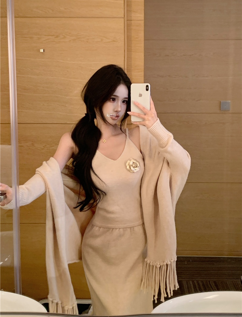 Loose ladies vest fashion tassels shawl 3pcs set for women