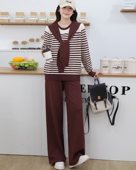 Profession wide leg pants sweater 2pcs set for women