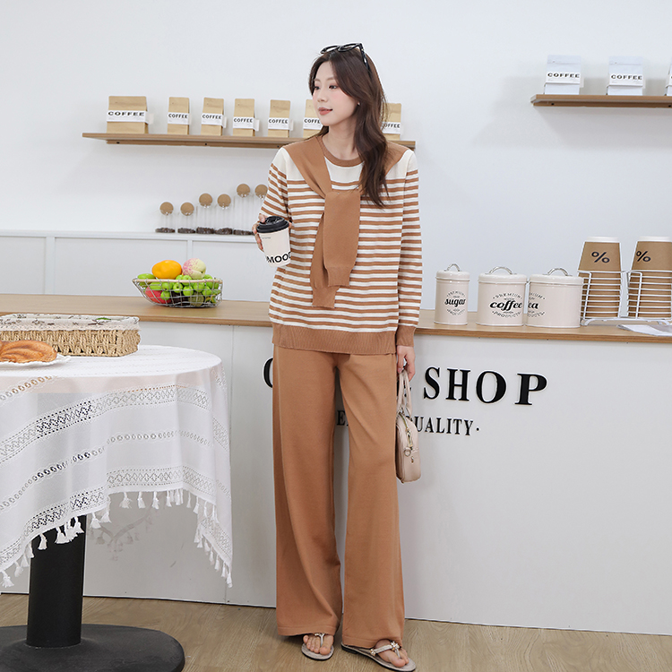 Profession wide leg pants sweater 2pcs set for women