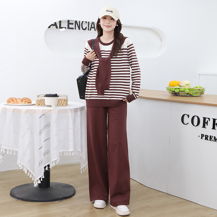 Profession wide leg pants sweater 2pcs set for women