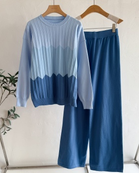 Slim long pants wide leg pants 2pcs set for women