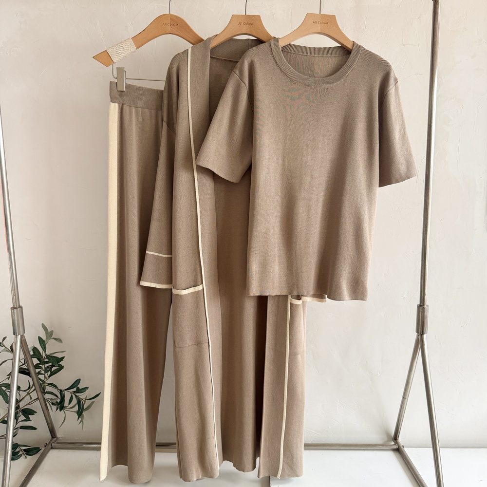 Knitted European style winter all-match robe 3pcs set for women
