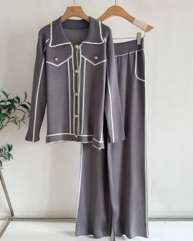 Autumn and winter fashion lapel commuting temperament tops 2pcs set