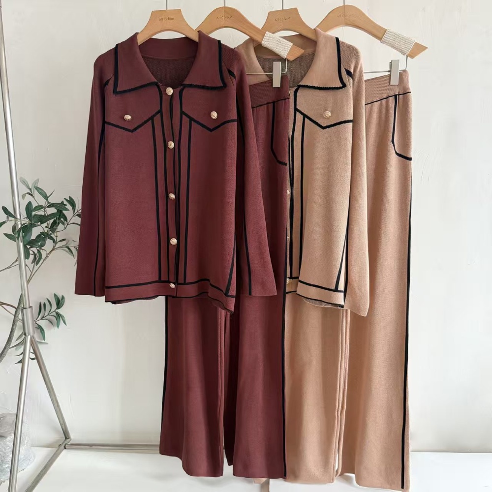 Autumn and winter fashion lapel commuting temperament tops 2pcs set