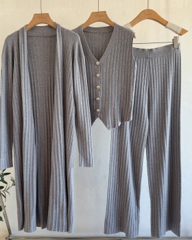 Korean style knitted cardigan lazy loose vest 3pcs set