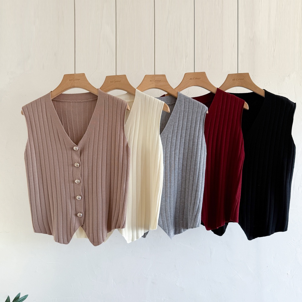 Korean style knitted cardigan lazy loose vest 3pcs set