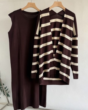 Loose dress autumn sweater dress 2pcs set for women