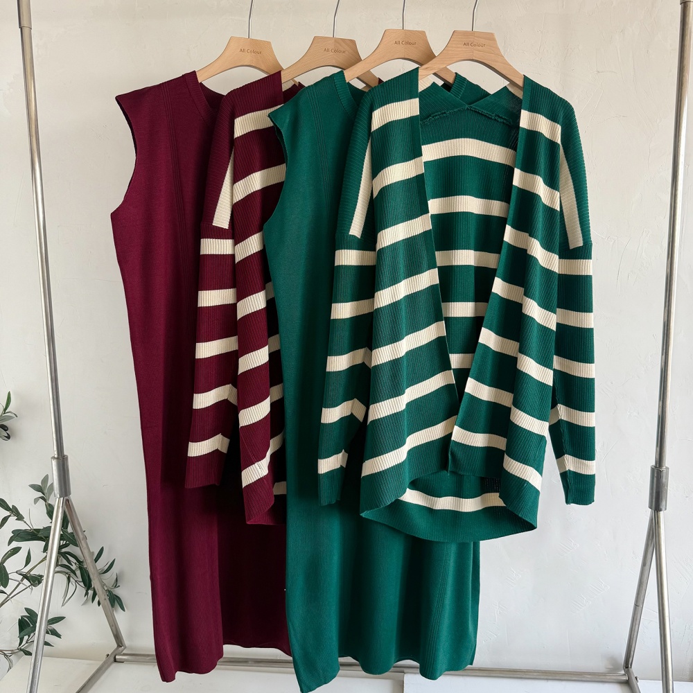 Loose dress autumn sweater dress 2pcs set for women