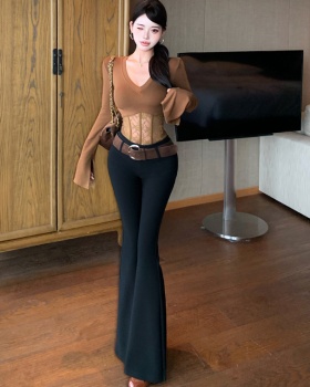 Sexy spicegirl casual pants long sleeve belt for women