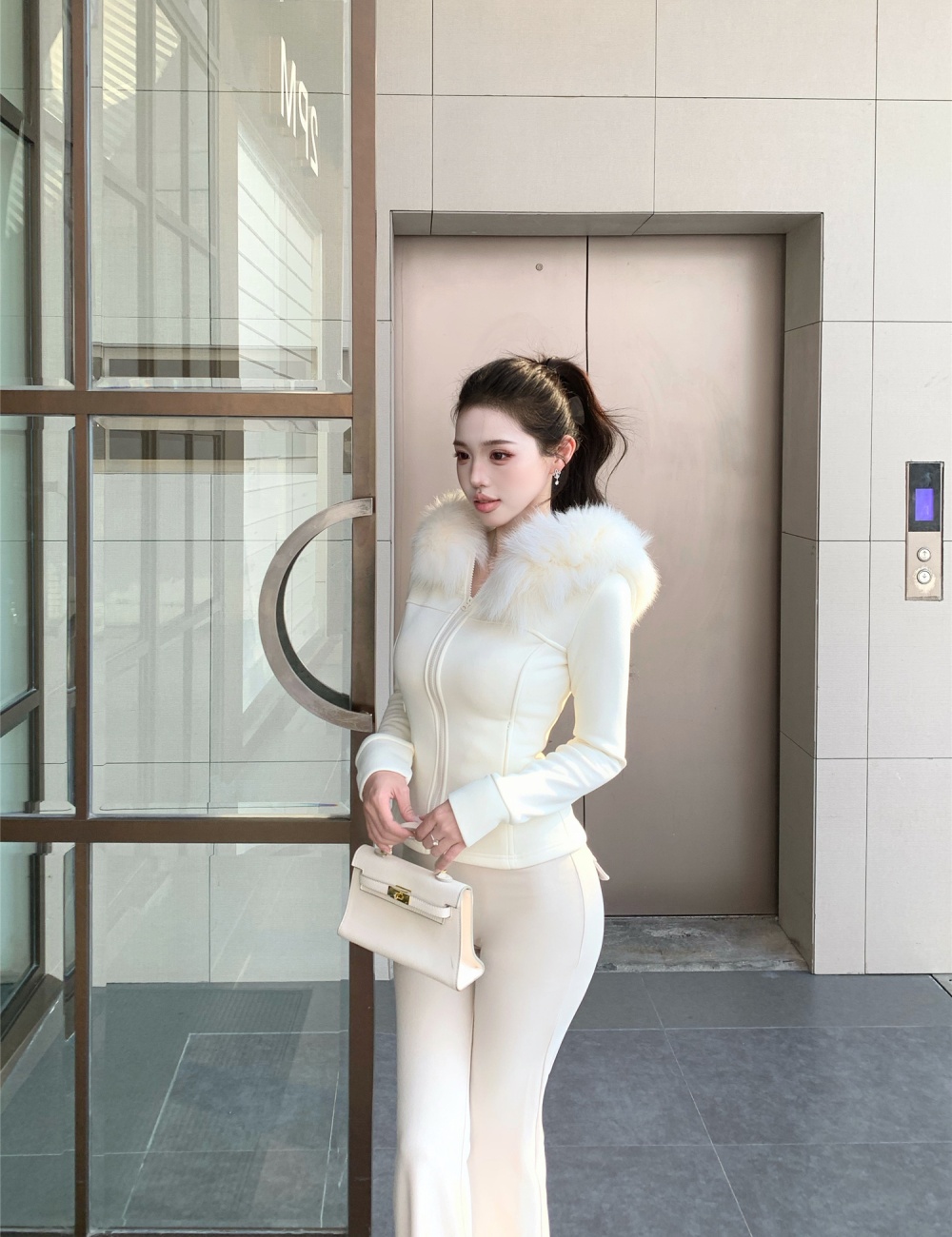 Fur collar sports coat Casual plus velvet tops