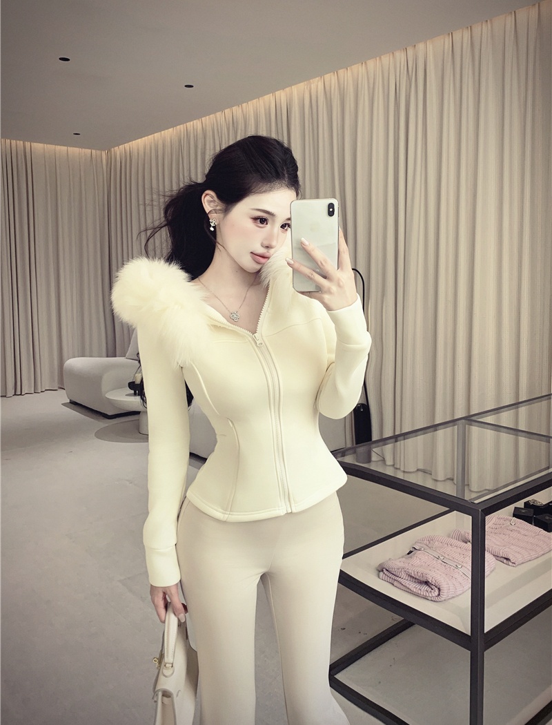 Fur collar sports coat Casual plus velvet tops