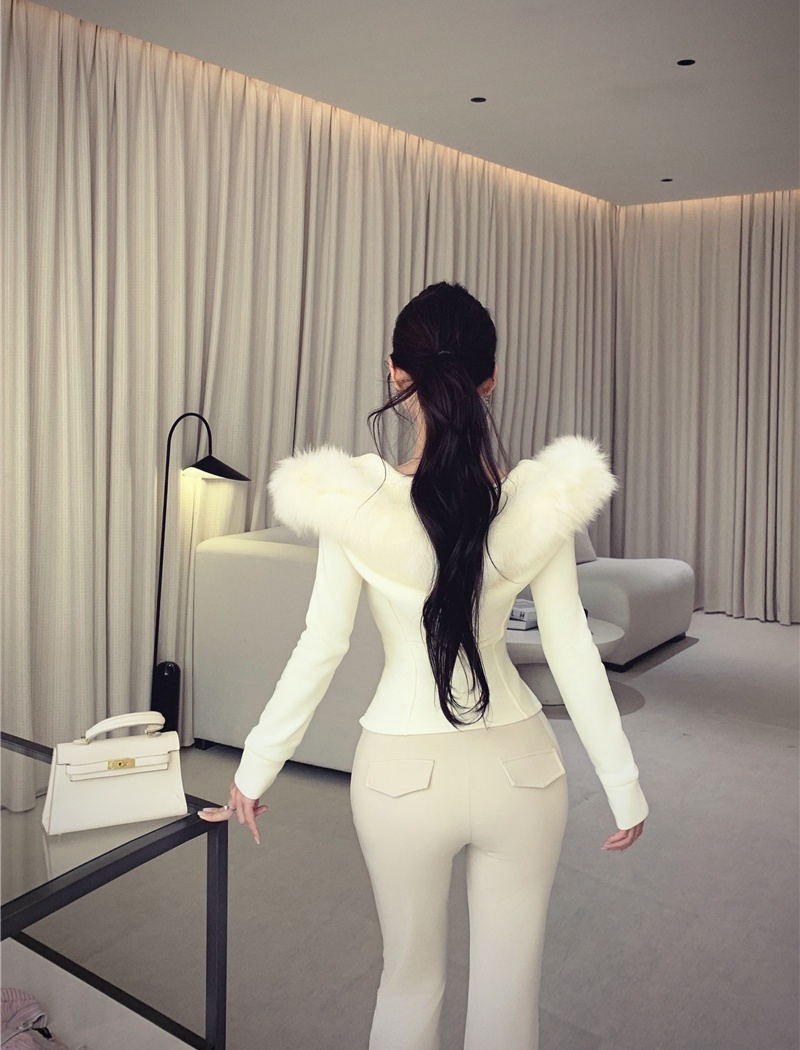 Fur collar sports coat Casual plus velvet tops