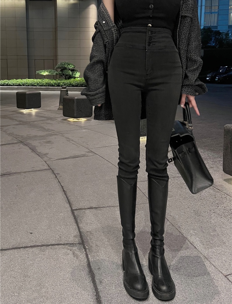 Slim all-match pencil pants spicegirl peach jeans for women