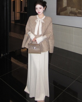 Bottoming France style cloak temperament dress 2pcs set