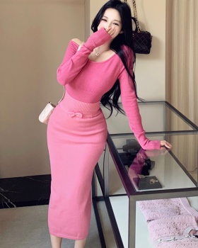 Long sleeve skirt autumn tops 2pcs set for women