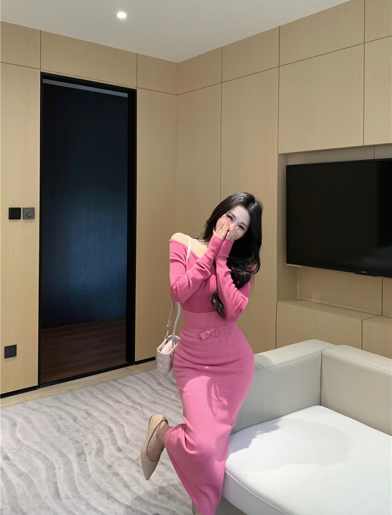 Long sleeve skirt autumn tops 2pcs set for women