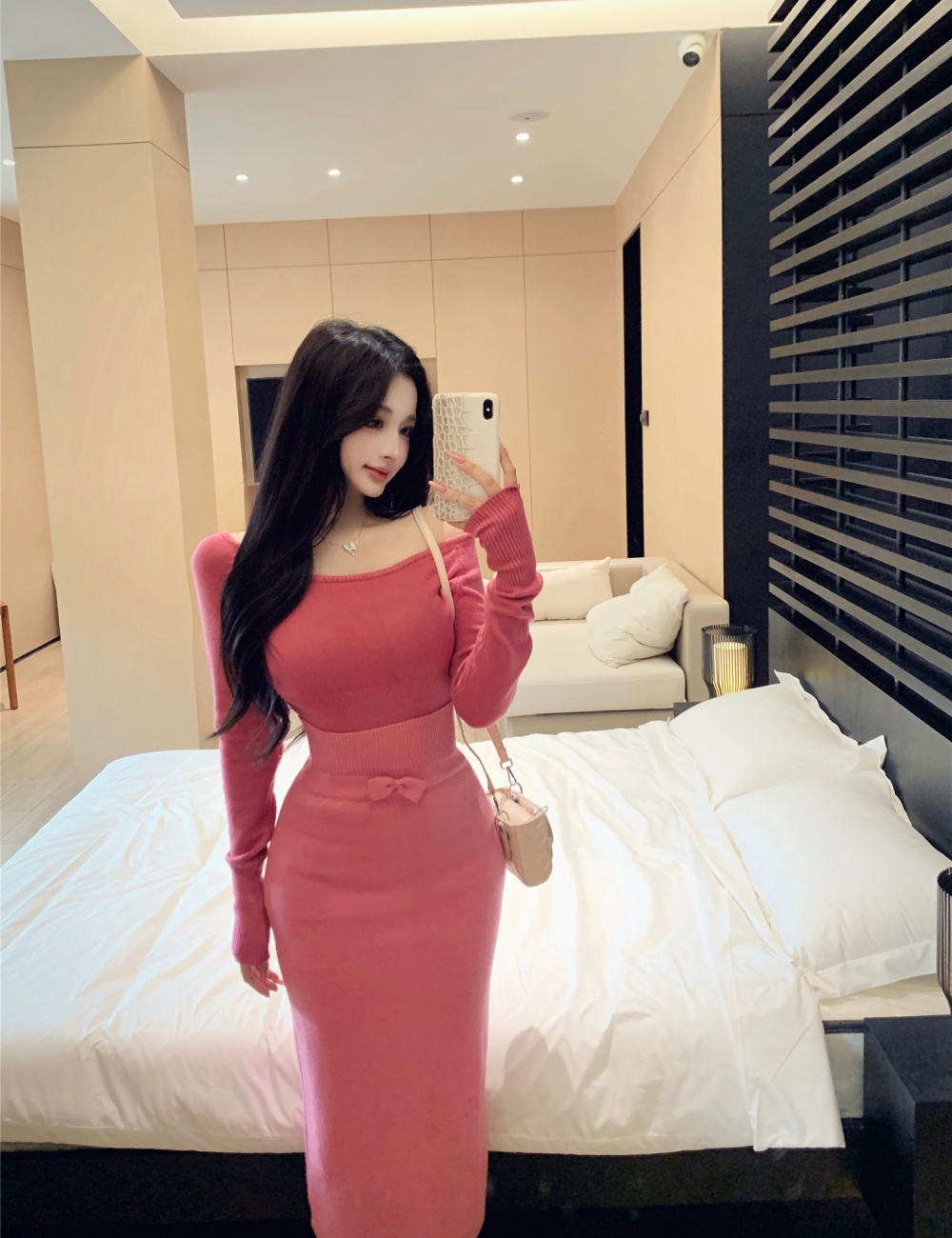 Long sleeve skirt autumn tops 2pcs set for women