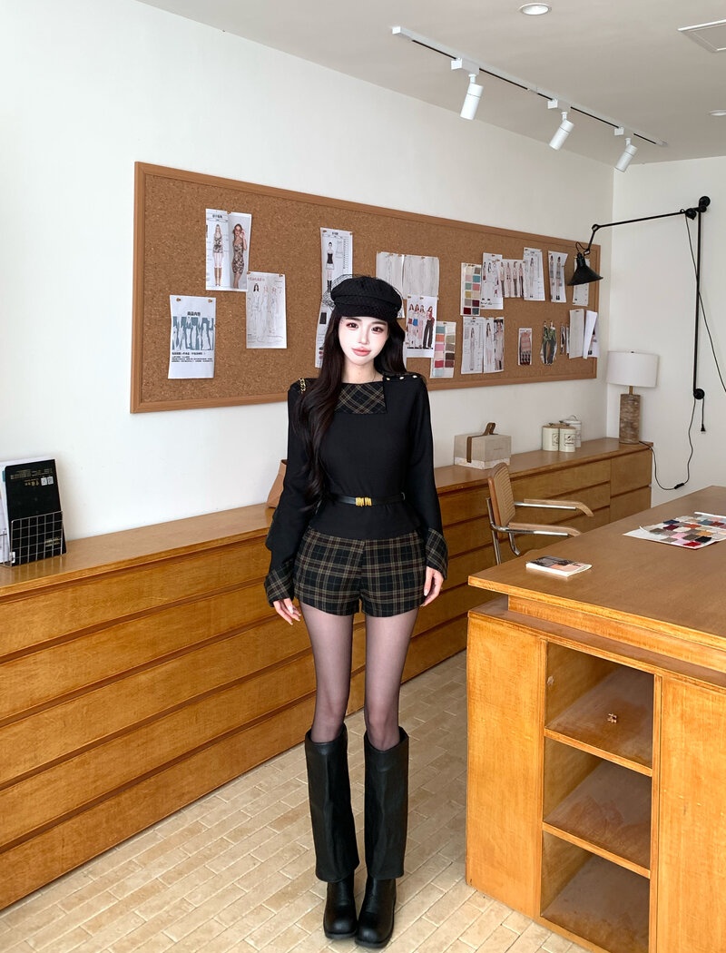 Retro tops sweater 2pcs set for women