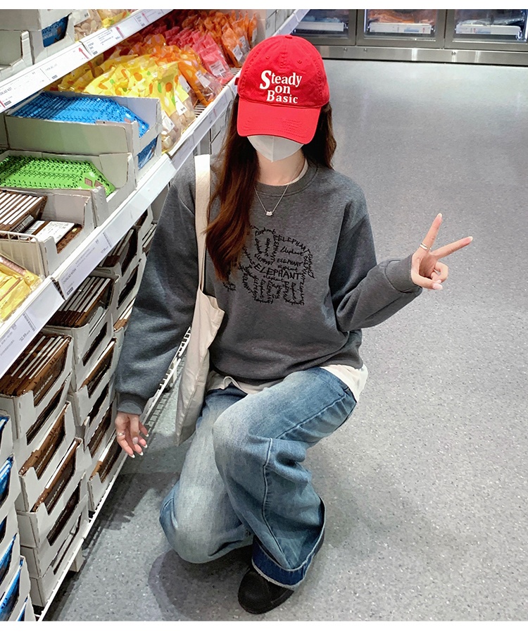 Not long sleeve hat round neck hoodie for women