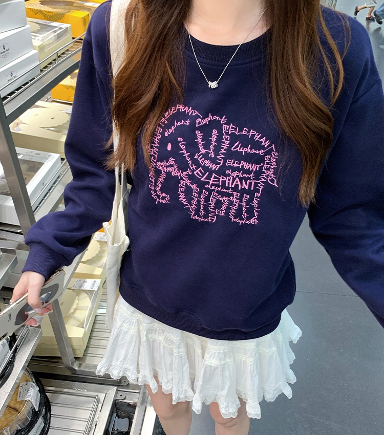 Not long sleeve hat round neck hoodie for women