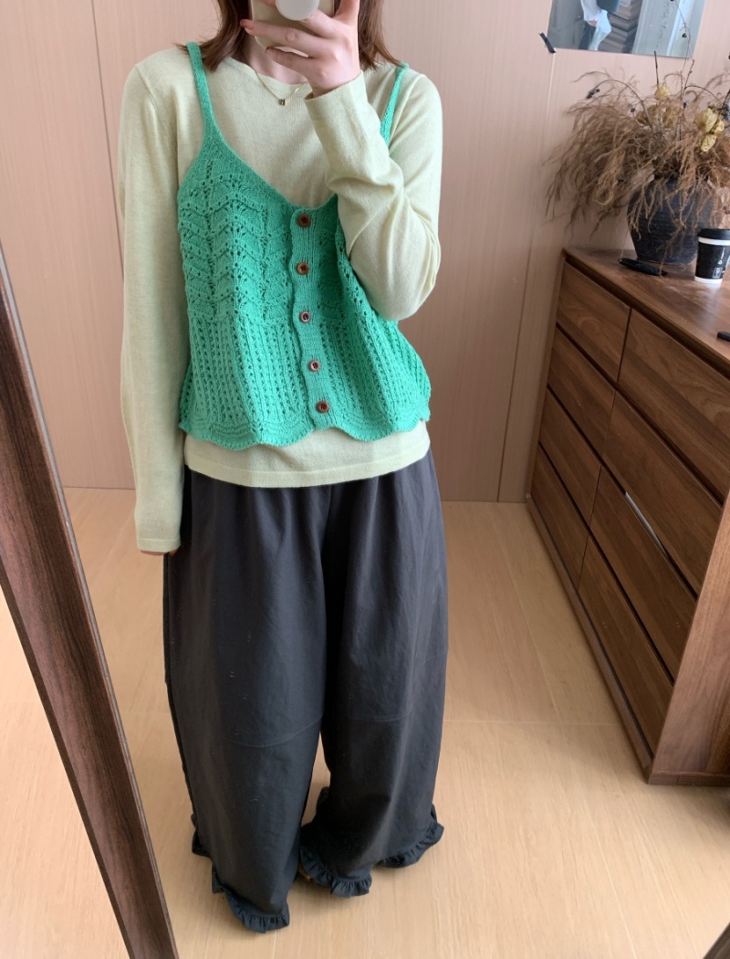 Knitted Korean style tops hollow sling cardigan for women