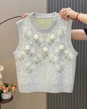 Stereoscopic tops flowers waistcoat for women