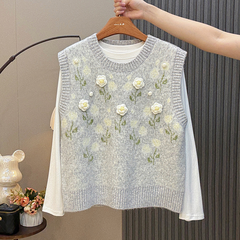 Stereoscopic tops flowers waistcoat for women